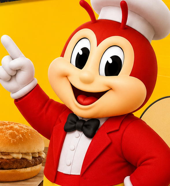 Jollibee mascot promoting delivery